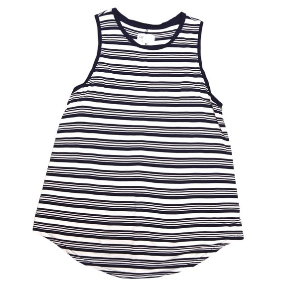 GAP Sleeveless Luxe Navy Striped Tank, Size Medium - Picture 1 of 7